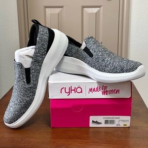 BRAND-NEW! RYKA Ally Slip-On Comfort Sneaker with Side Zip Detail, Black, 8.5M
